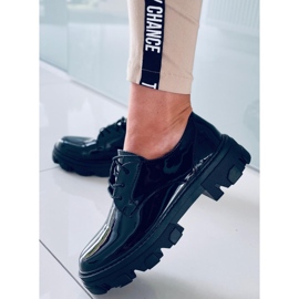 PA1 Mocasini Tekla Black Shing cu siret negru 4