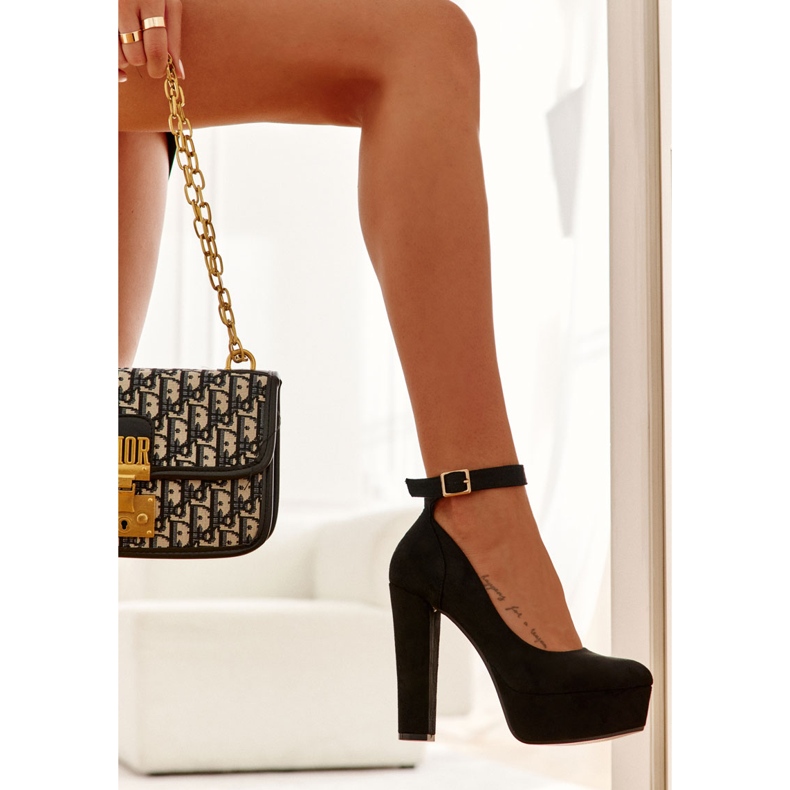 Pompe din piele intoarsa pe platforma Black Rivia negru 2