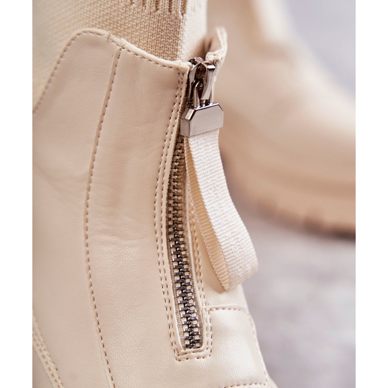 PS1 Cizme Sosete Dama Cu Fermoar Adapost Bej maro 2 PS1 Cizme Sosete Dama Cu Fermoar Adapost Bej maro 2