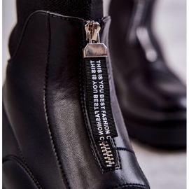 Cizme de damă cu șosete pe adăpostul negru cu fermoar 2 Cizme de damă cu șosete pe adăpostul negru cu fermoar 2