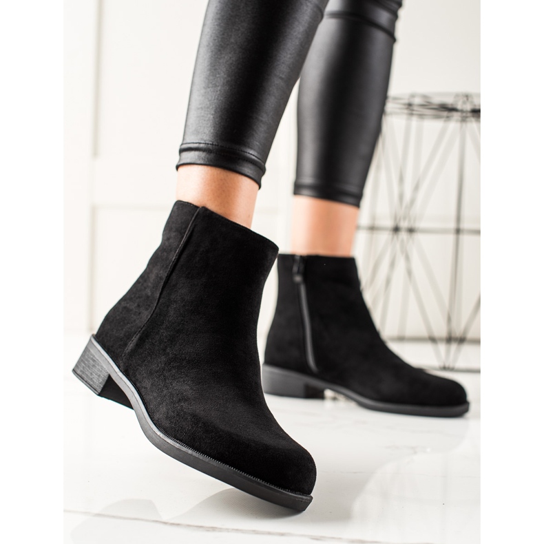 Ideal Shoes Ghete casual din piele de căprioară negru 1