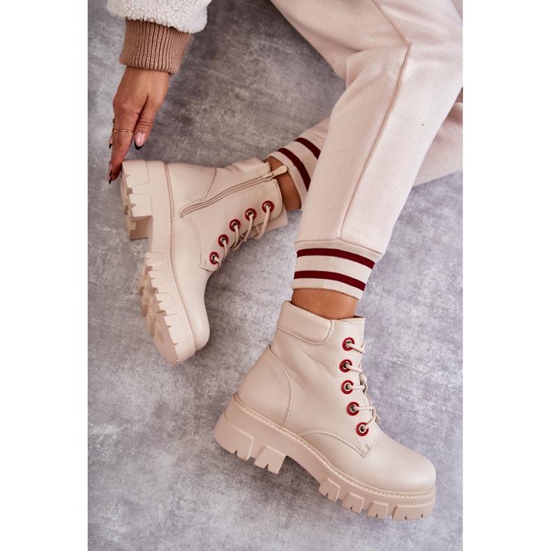 PG1 Cizme Piele Muncitori Pe Fermoar Messa Bej 1