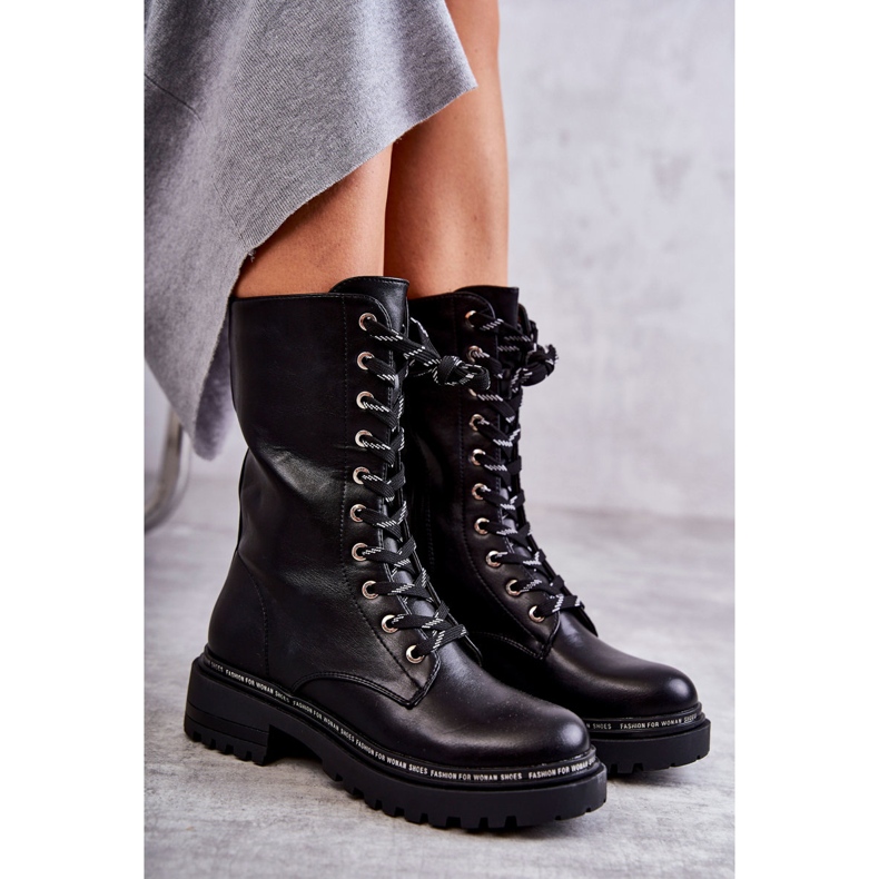 PG1 Cizme de dama inalt calduroase Legate Negru Darla 1