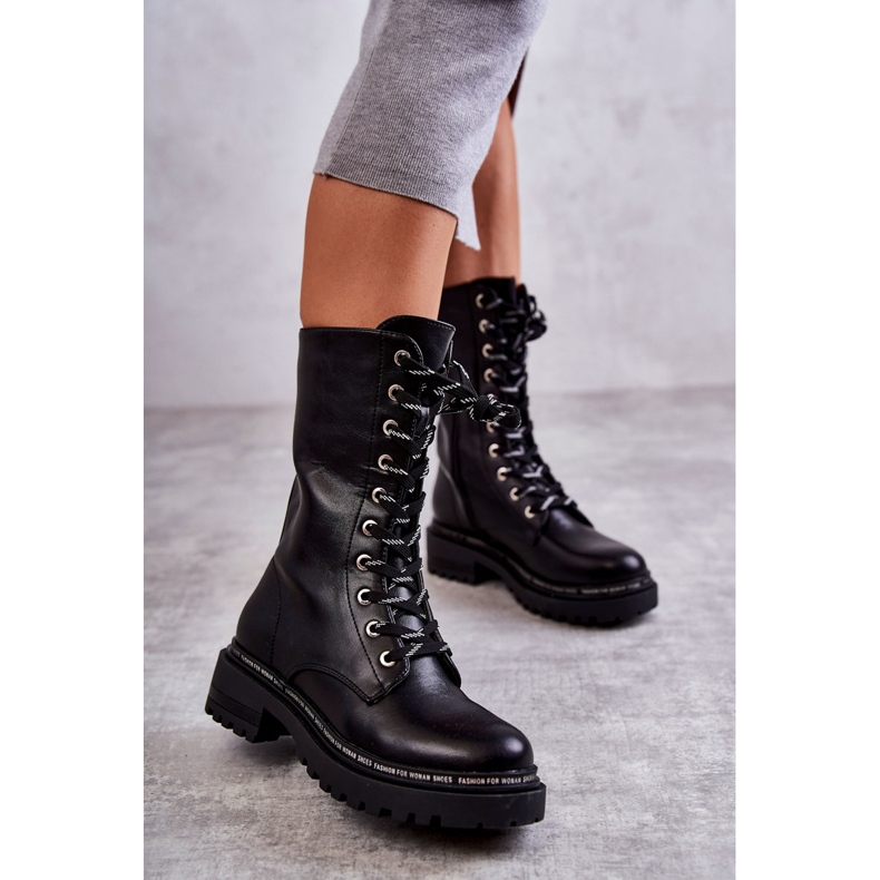 PG1 Cizme de dama inalt calduroase Legate Negru Darla 2