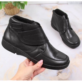 Ghete de damă din piele cu închidere velcro Łukbut 676 negru 1