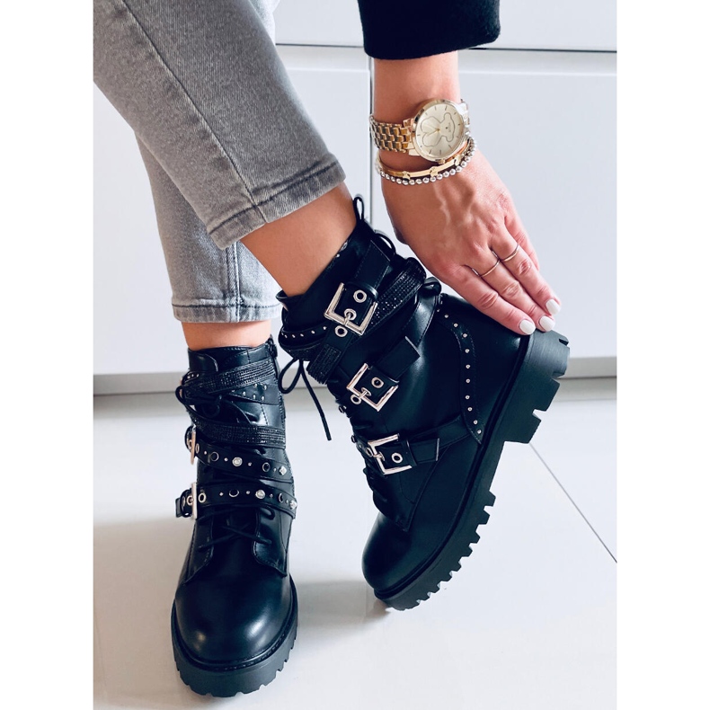 Fleur Cizme militare negre negru 2