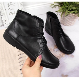 Cizme confortabile izolate din piele neagră pentru femei Łukbut 1816 negru 2