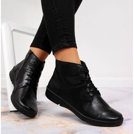 Cizme confortabile izolate din piele neagră pentru femei Łukbut 1816 negru 1