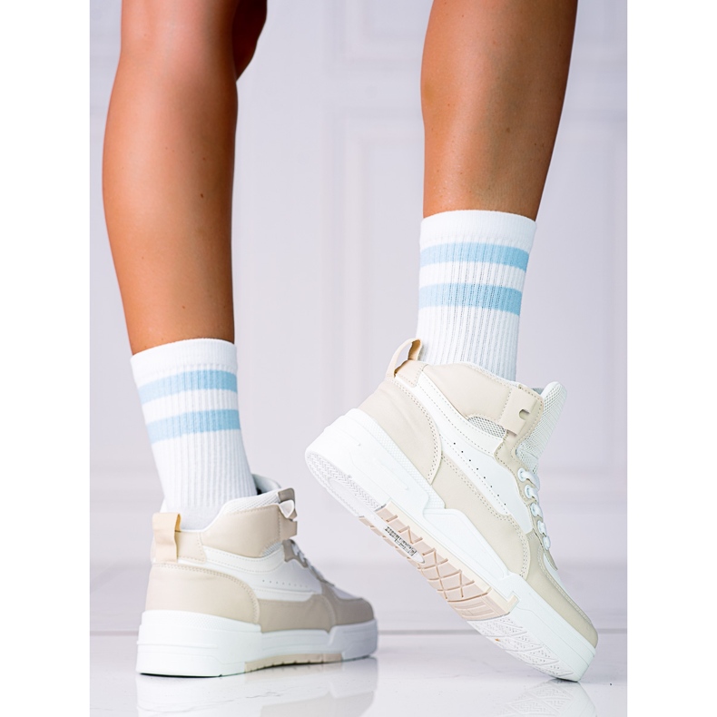 Adidași Shelovet de damă cu căptușeală înaltă, bej 1