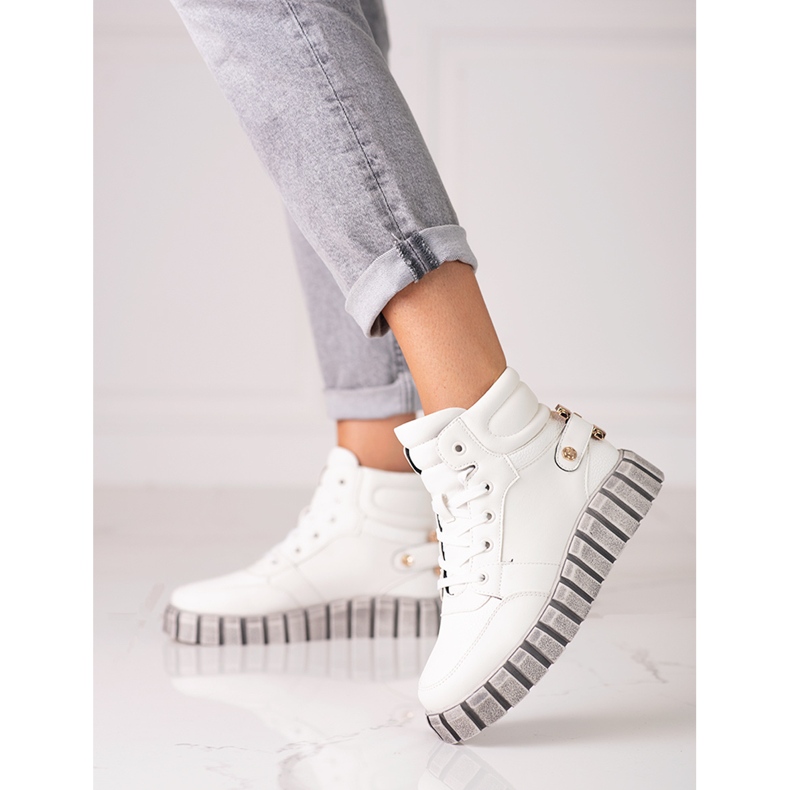 W. Potocki Cizme sport dama Potocki albe pe platforma 1 W. Potocki Cizme sport dama Potocki albe pe platforma 1