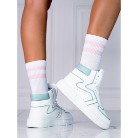 Tenisi dama High Shelovet din piele ecologica alba si verde 1