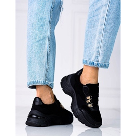 Adidași de damă pe talpă groasă Shelovet neagră negru 1