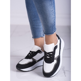 Adidași de damă Shelovet alb-negru cu inserție argintie 1