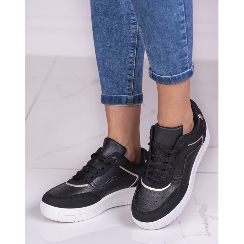 Pantofi sport de damă Black Shelovet pe o platformă albă negru 1