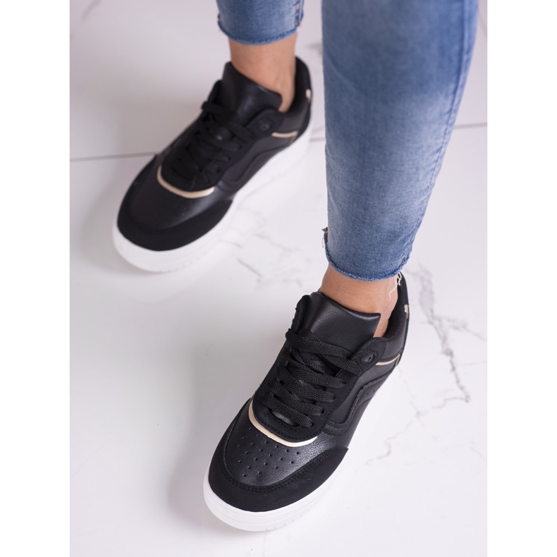 Pantofi sport de damă Black Shelovet pe o platformă albă negru 2