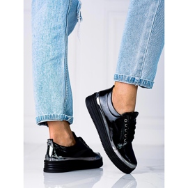 W. Potocki Tenisi dama Shelovet din piele ecologica lacuita negru 2