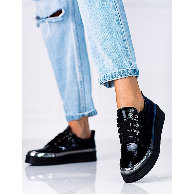 W. Potocki Tenisi dama Shelovet din piele ecologica lacuita negru 1