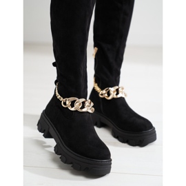 Cizme negre de dama pe talpa groasa Shelovet din piele intoarsa ecologica negru 1