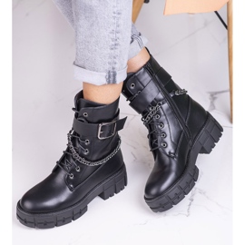 Genți de damă Black Shelovet cu talpă groasă negru 1