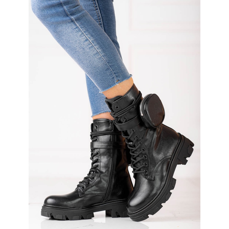 Genți de damă negre cu buzunar negru 1 Genți de damă negre cu buzunar negru 1