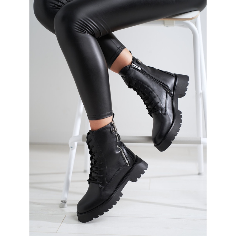 Lucrători negre pentru femei, cu fermoar Shelovet decorativ negru 1