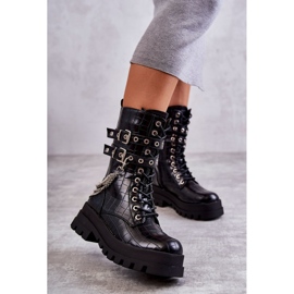 PG1 Cizme de muncitori înalte cu lanț, șarpe negru Montero 2