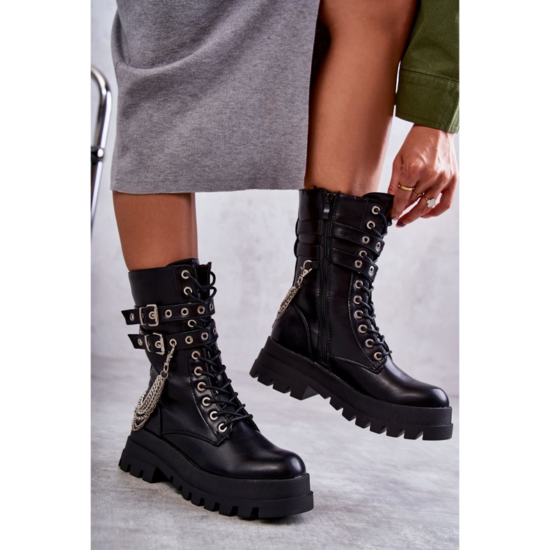 PG1 Cizme Muncitoare Inalte Cu Lant Negru Montero 2