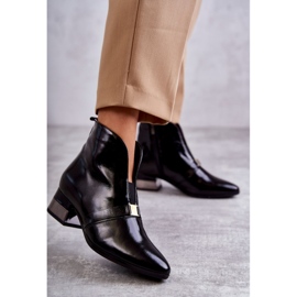 Cizme din piele cu toc plat Laura Messi 2268 negru 1