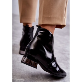 Cizme din piele cu toc plat Laura Messi 2268 negru 2