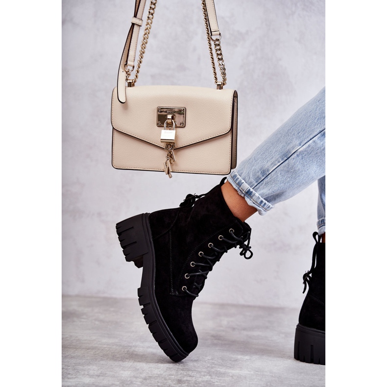 PG1 Cizme Călduțe De Damă De Căprioară Cu Fermoar Negru Emilien 5