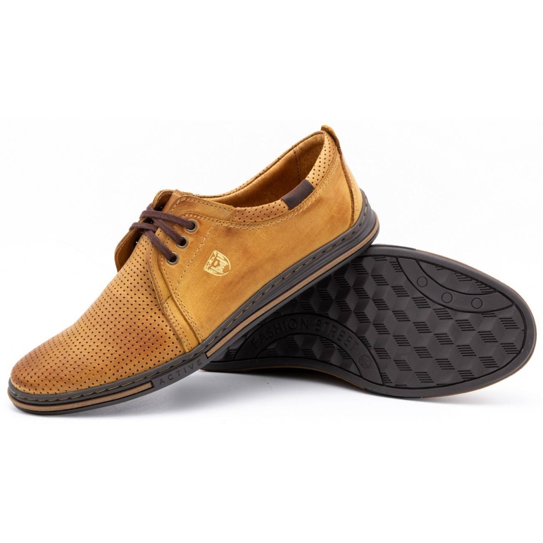 Polbut Pantofi bărbați din piele 343 perforat roșu bej 3 Polbut Pantofi bărbați din piele 343 perforat roșu bej 3