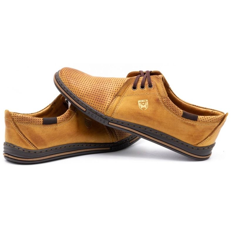 Polbut Pantofi bărbați din piele 343 perforat roșu bej 4 Polbut Pantofi bărbați din piele 343 perforat roșu bej 4