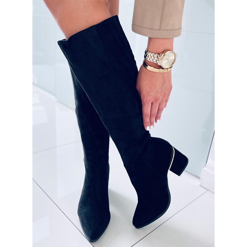 Cizme Heather Black cu toc inalt negru 1