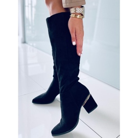 Cizme Heather Black cu toc inalt negru 2
