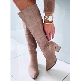 Cizme cu toc înalt Heather L.KHAKI bej kaki 1