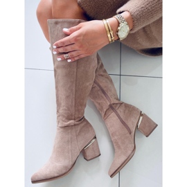 Cizme cu toc înalt Heather L.KHAKI bej kaki 2
