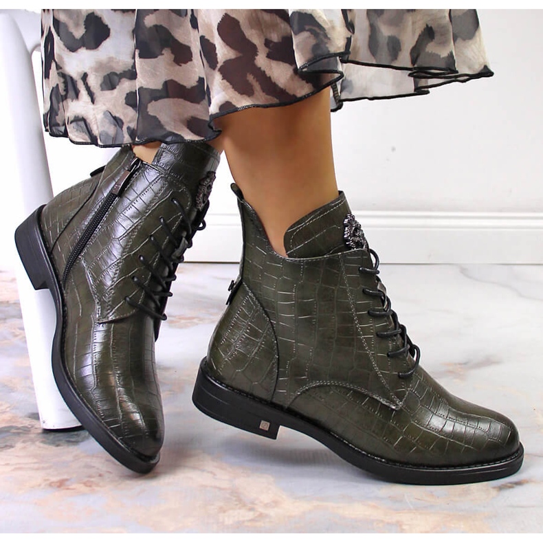 Cizme potocki calde crocodil verzi de damă verde 1