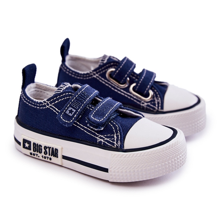 Pantofi Material Copii Cu Velcro Big Star KK374075 Bleumarin albastru 1