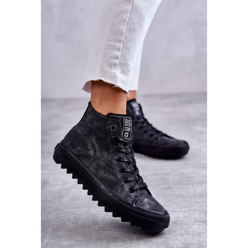 Adidași pentru femei Big Star High Warmed Black GG274069 negru 1