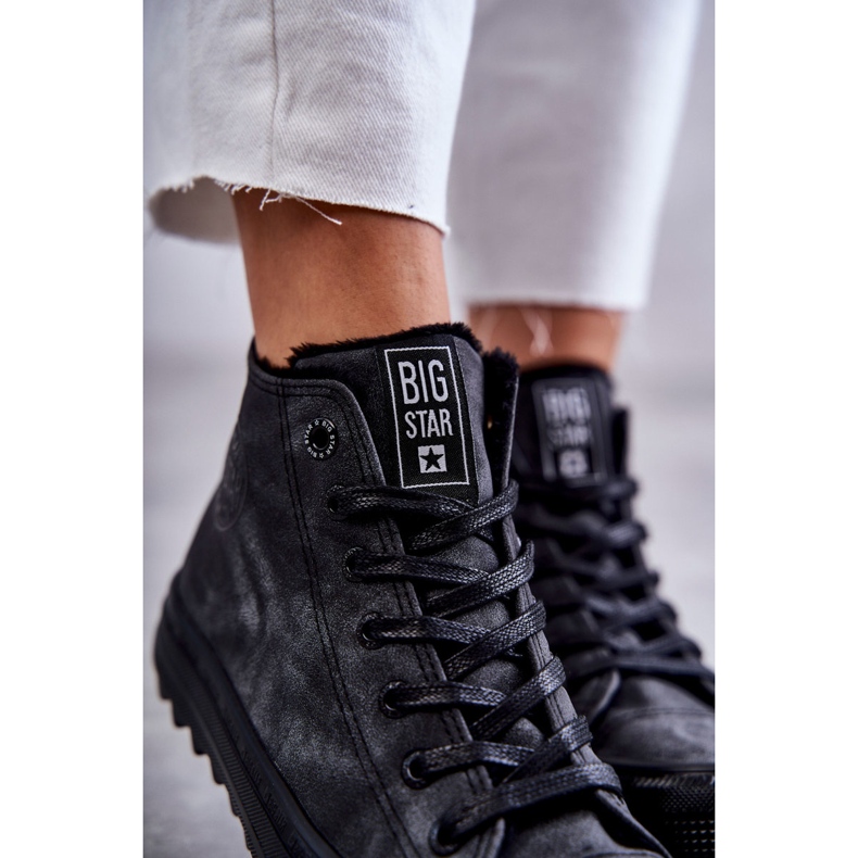 Adidași pentru femei Big Star High Warmed Black GG274069 negru 2