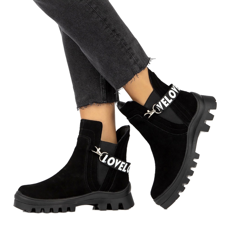 Botine Slip-On Din piele intoarsa Cu Decorat Filippo DBT3927 Negru 4 Botine Slip-On Din piele intoarsa Cu Decorat Filippo DBT3927 Negru 4