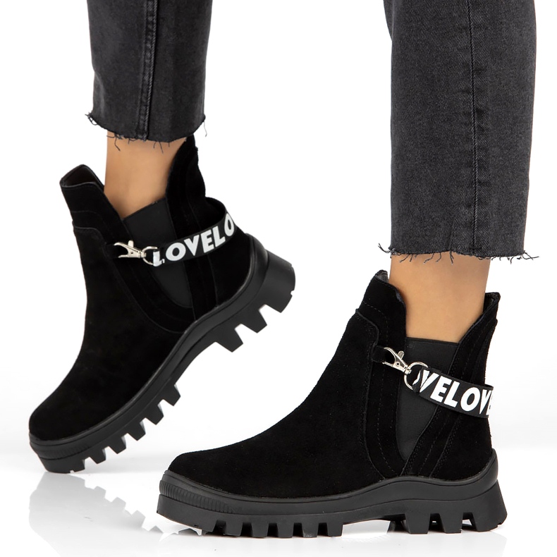 Botine Slip-On Din piele intoarsa Cu Decorat Filippo DBT3927 Negru 1