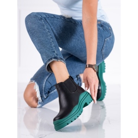 Cizme negre si verzi pentru femei Cizme Shelovet Jodhpur pe platforma negru 2