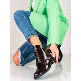 W. Potocki Cizme de dama Potocki elegante lacuite cu siret claret roșu 1 W. Potocki Cizme de dama Potocki elegante lacuite cu siret claret roșu 1