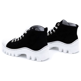 Polbut Botine de dama piele D1 negru perlat alb 4