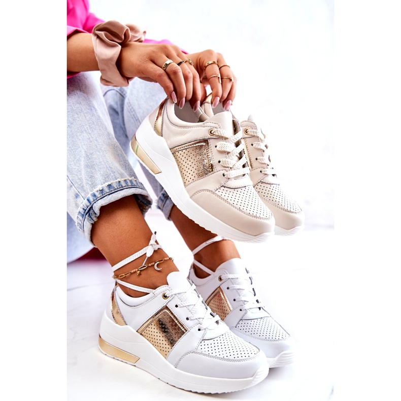 S.Barski Pantofi sport damă din piele pe pană bej Larson 5