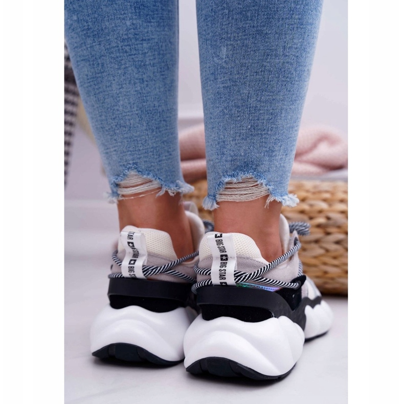 Pantofi sport pentru femei Big Star de Daniel Lopez White FF274A546 alb negru argint 3