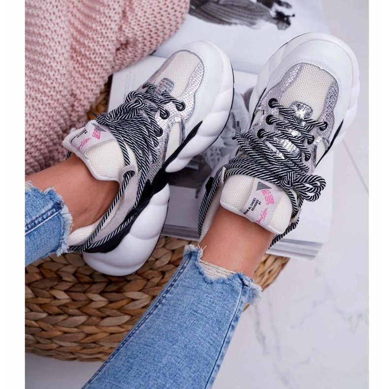 Pantofi sport pentru femei Big Star de Daniel Lopez White FF274A546 alb negru argint 4