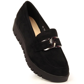 Mocasini de dama pe platforma din piele intoarsa ecologica neagra Sergio Leone negru 1