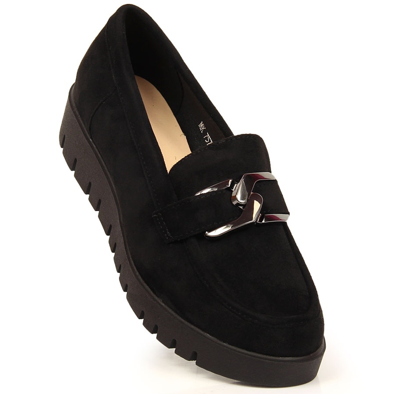 Mocasini de dama pe platforma din piele intoarsa ecologica neagra Sergio Leone negru 1